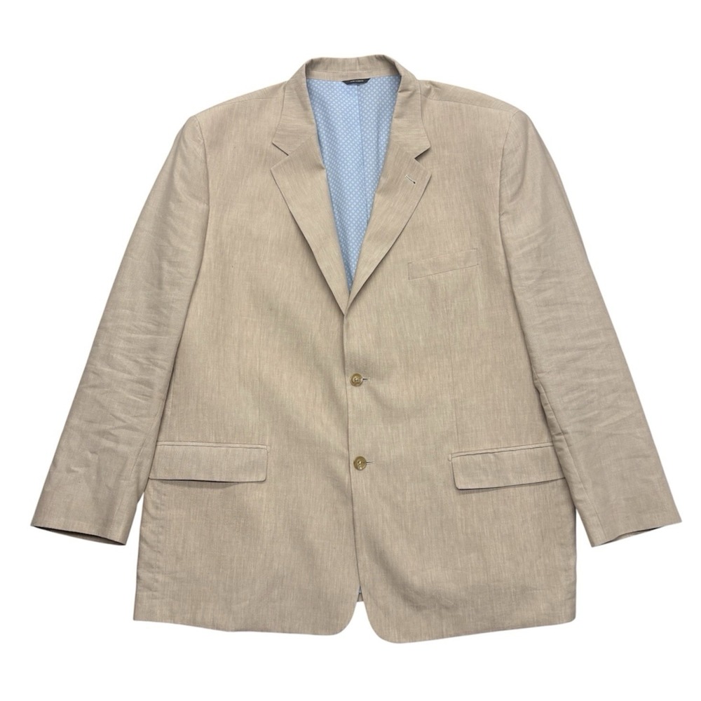 Oak Hill Sport Coat Men's 2XLT Tan Linen Blend Double Vented Wedding Summer